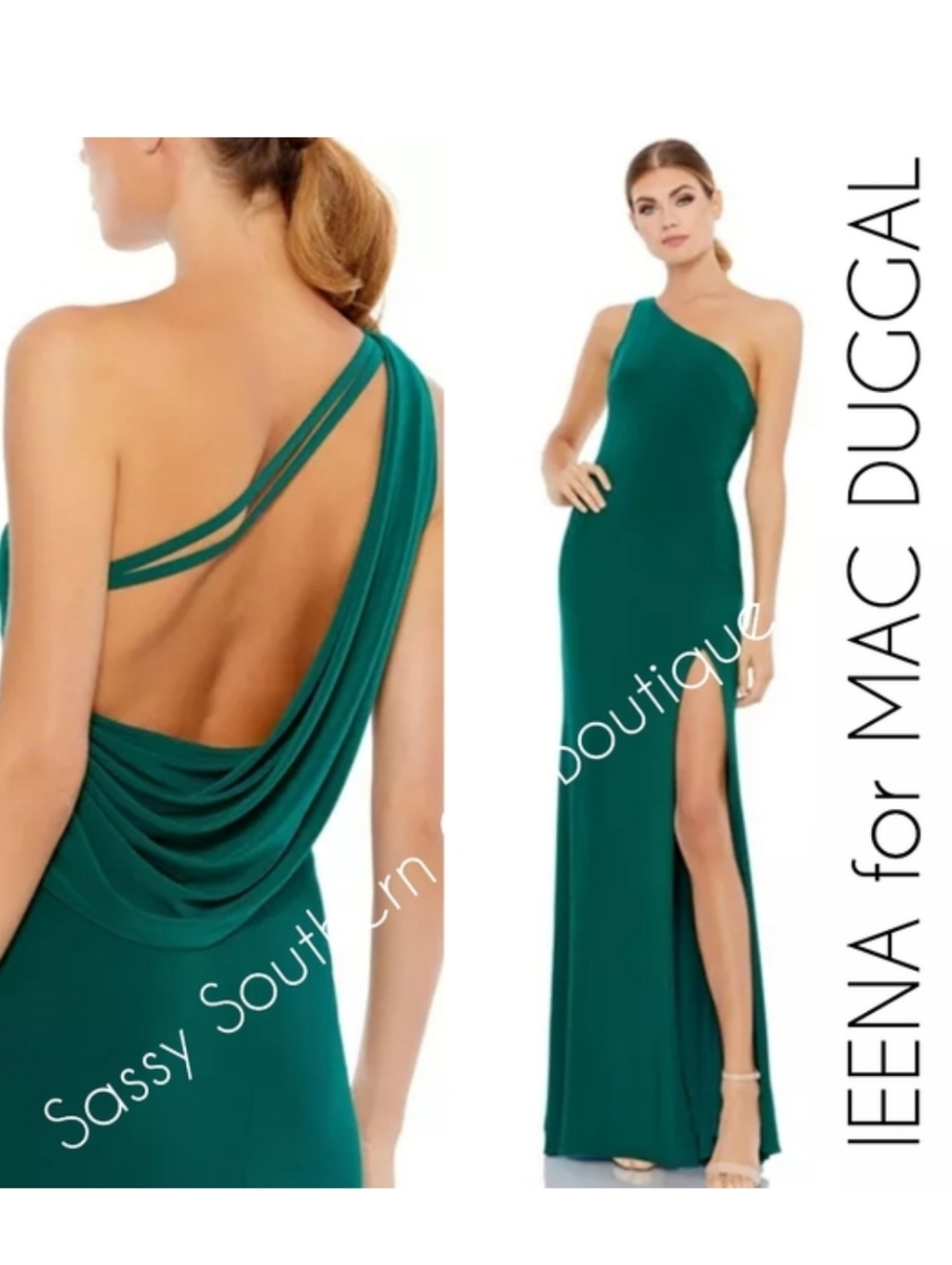 🆕⭐Ieena for MAC DUGGAL emerald green maxi formal dress